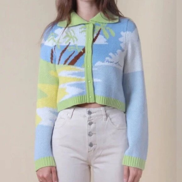 House of Sunny Day Dreamer Graphic Print Knitted Cardigan - Picture 2 of 6